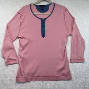 Lauren‎ Jeans Co Women's XL Top Red White Striped 3/4 Sleeve Zip Up Shirt